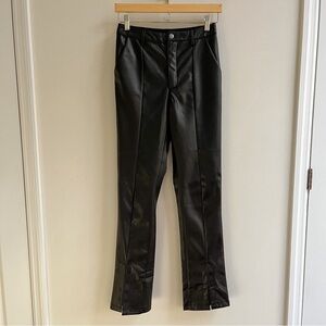 Alya Black Straight Leg Faux Leather Pants